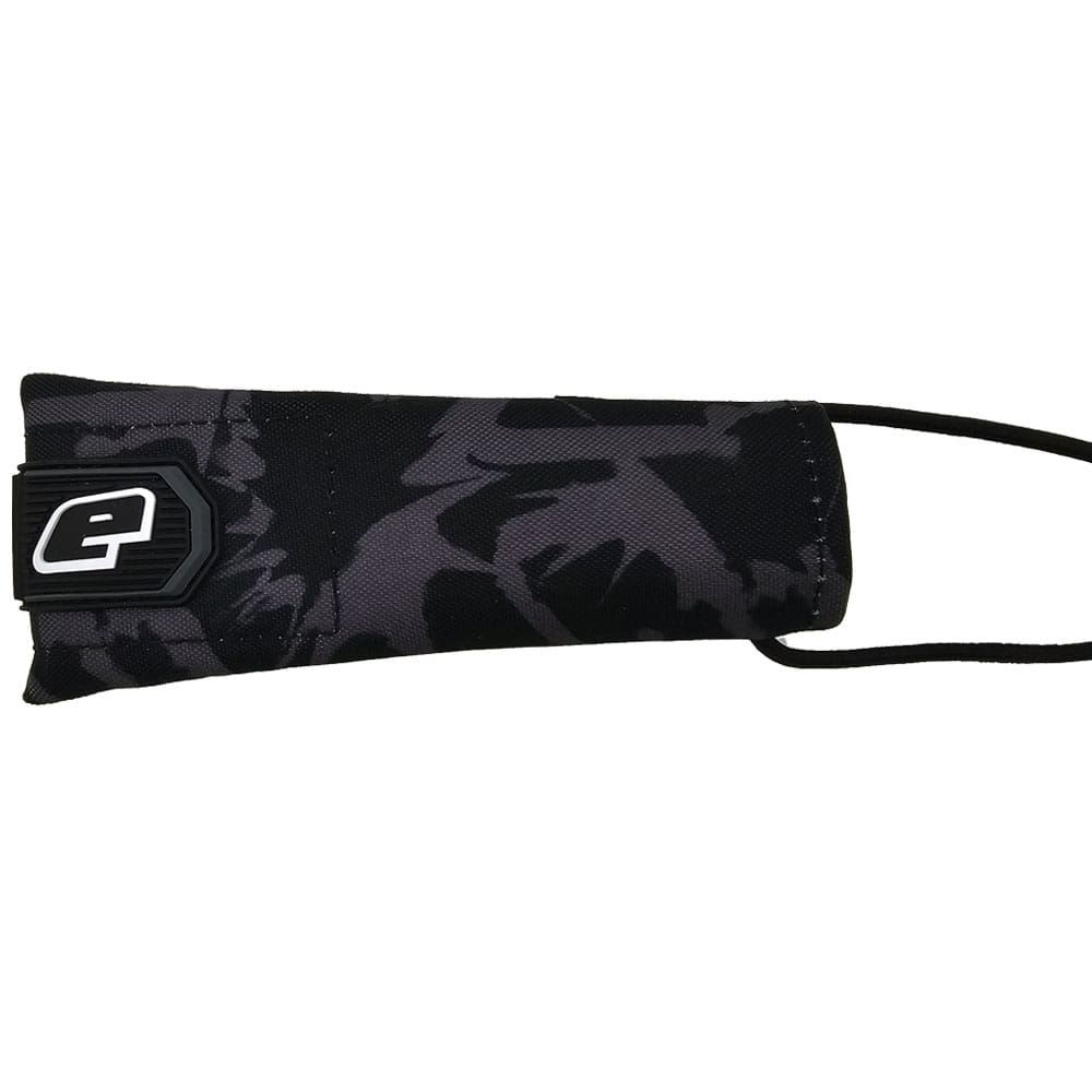 Black paintball barrel cover with logo.