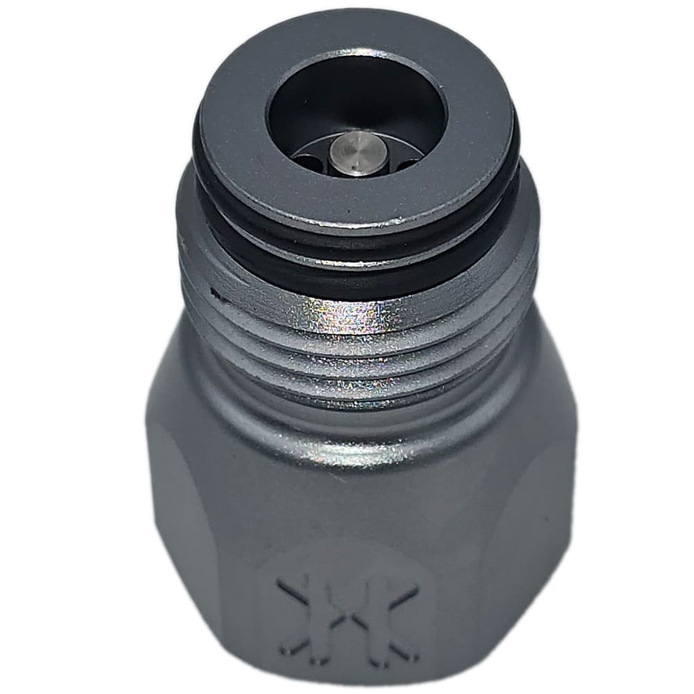 Silver aluminum air tank adapter.